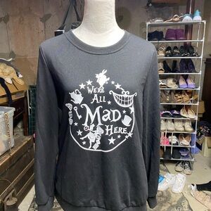 Black Alice In Wonderland 'We're All Mad Here' Sweatshirt